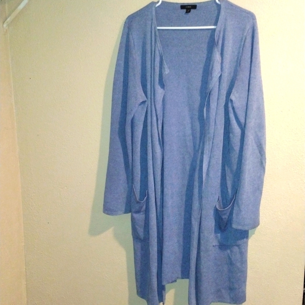 J. Crew long-line Linen Blend Cardigan with Pockets Oversized M